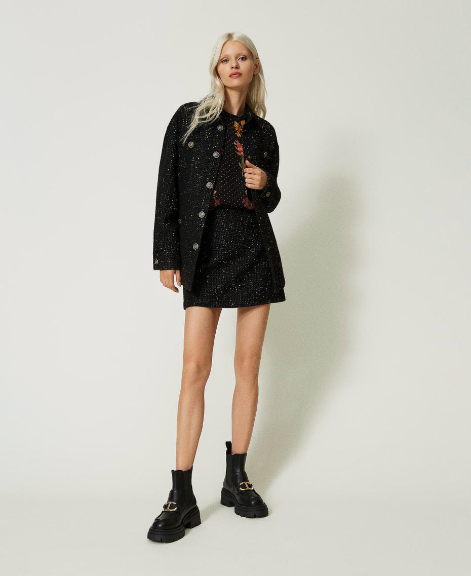 Boucléjacke aus Wollmischung