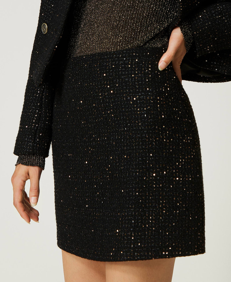 Bouclé wool blend miniskirt Black Woman 232TT2182-04