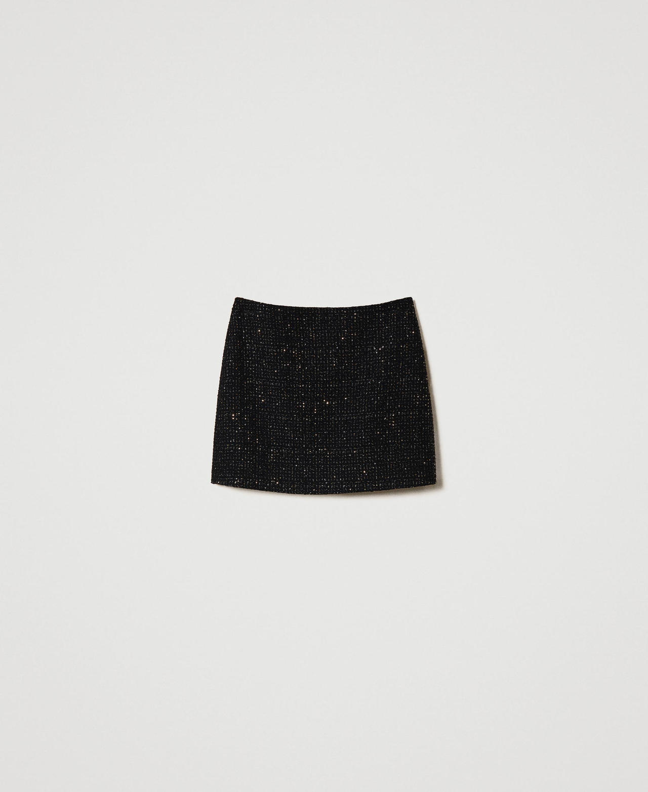 Mini-jupe en laine mélangée bouclée Noir Femme 232TT2182-0S