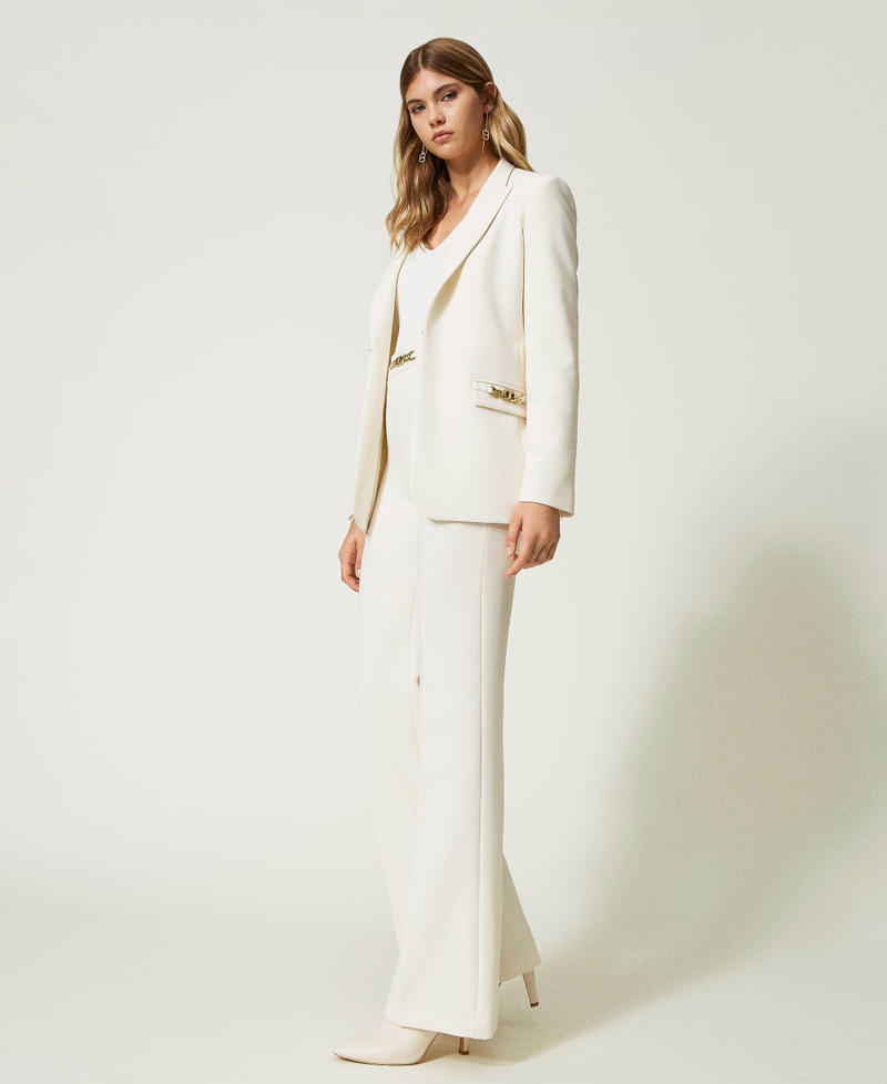 Pantalon ample avec chaîne Oval T Blanc Neige Femme 232TT2191-02
