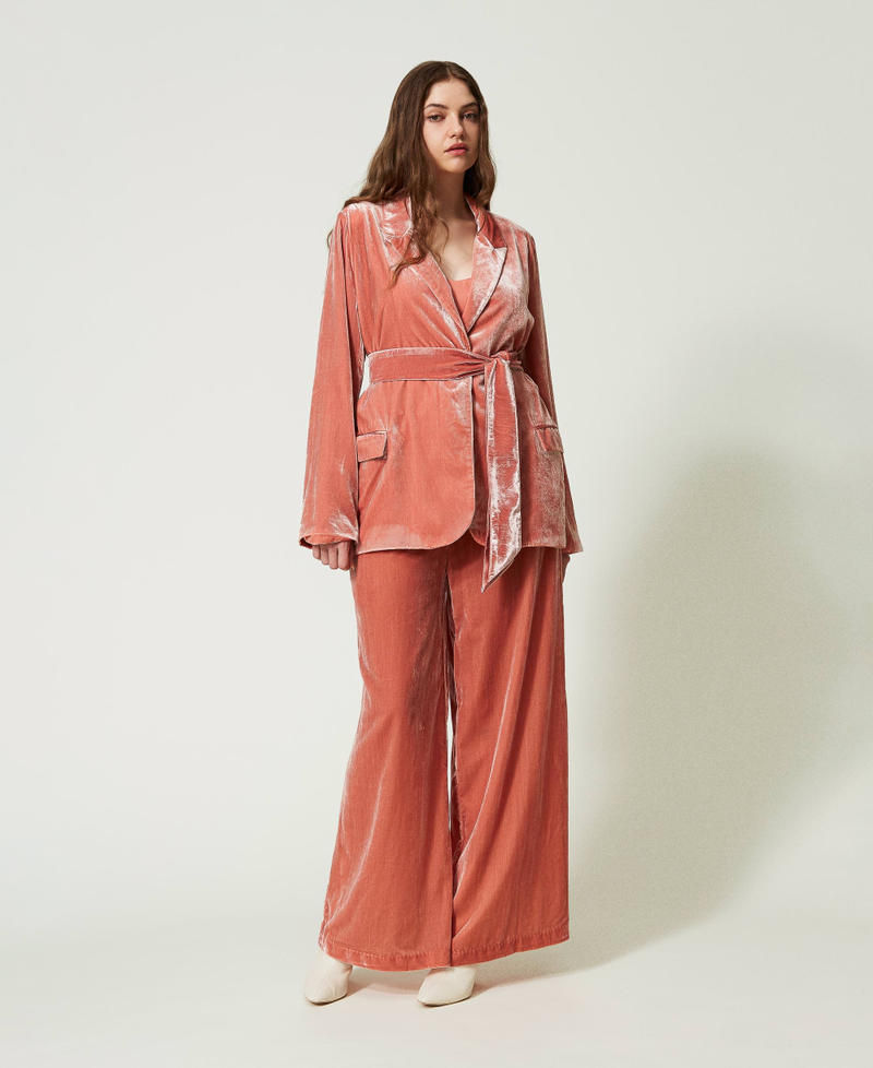 Пиджак из пан-бархата с поясом Розочка женщина 232TT2200-0T