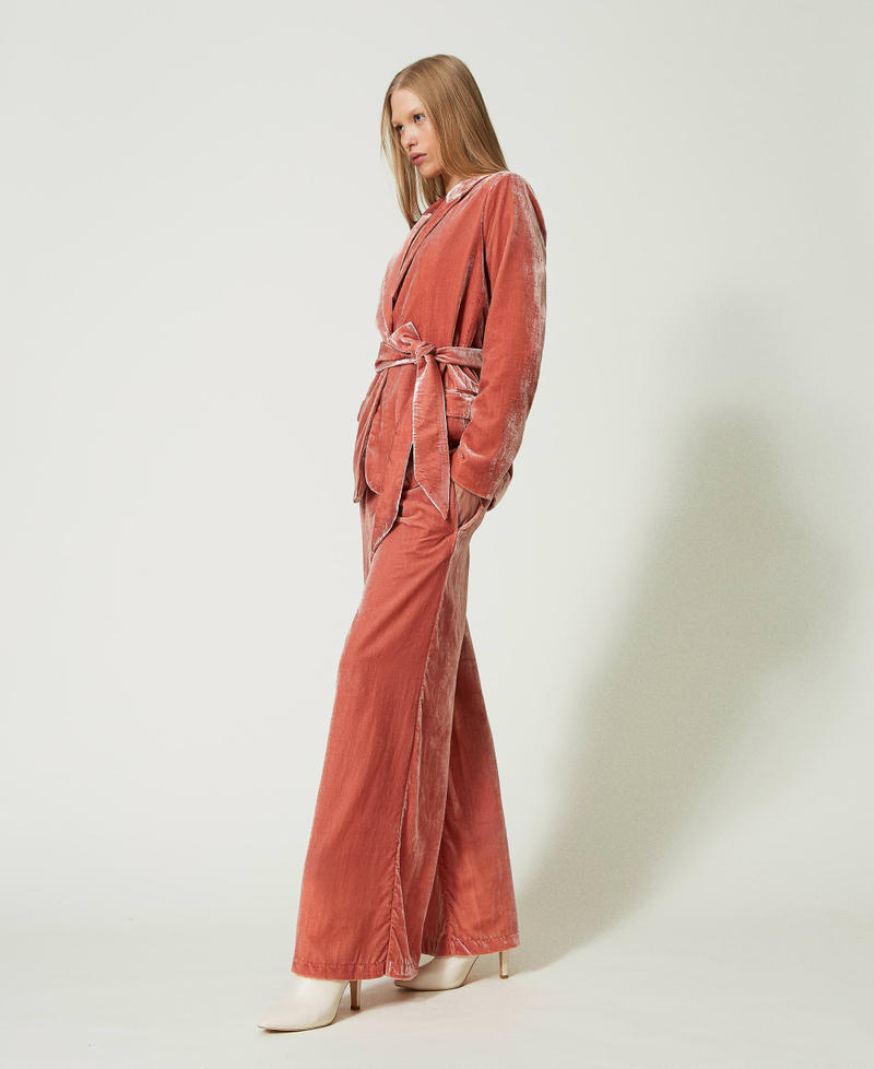 Pantalon palazzo en panne de velours