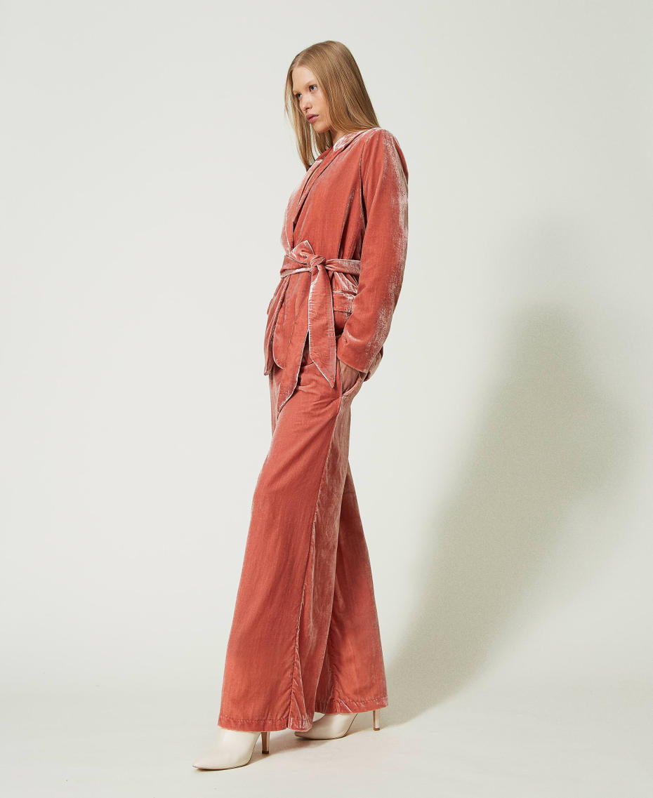 Pantalon palazzo en panne de velours