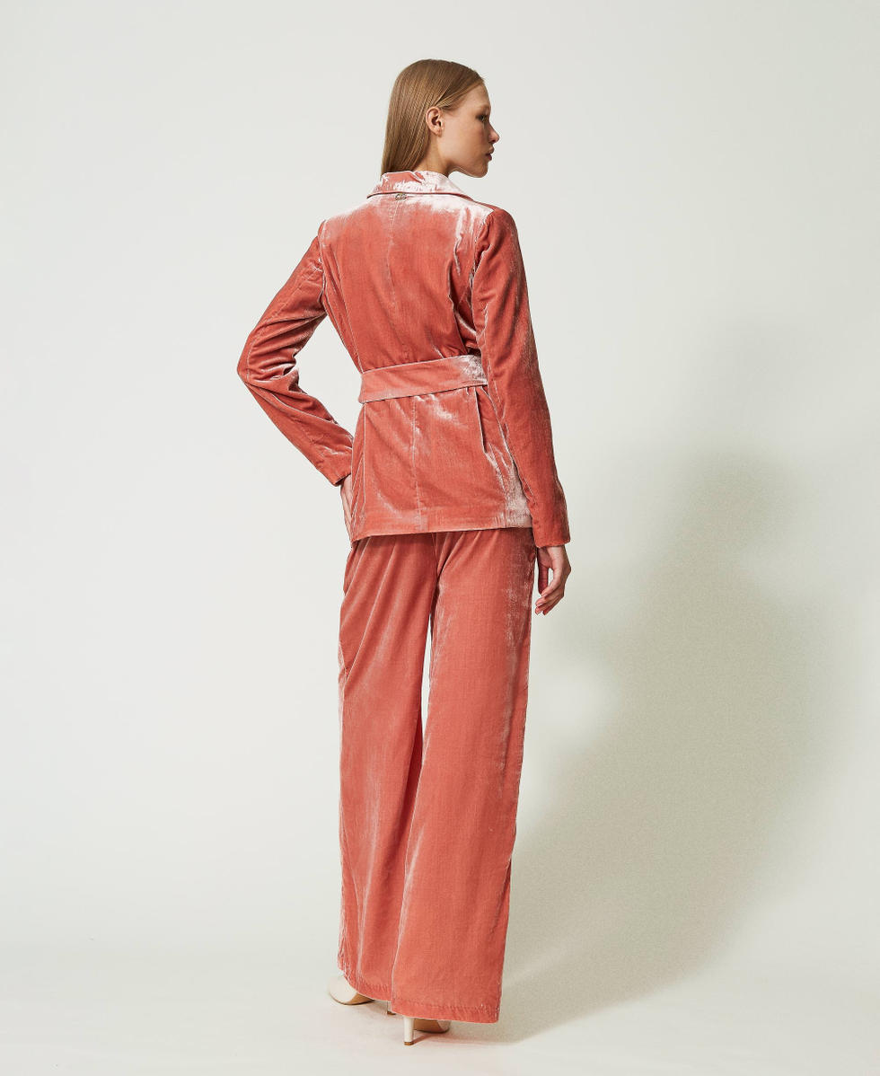 Pantaloni a palazzo in velluto pann&eacute;