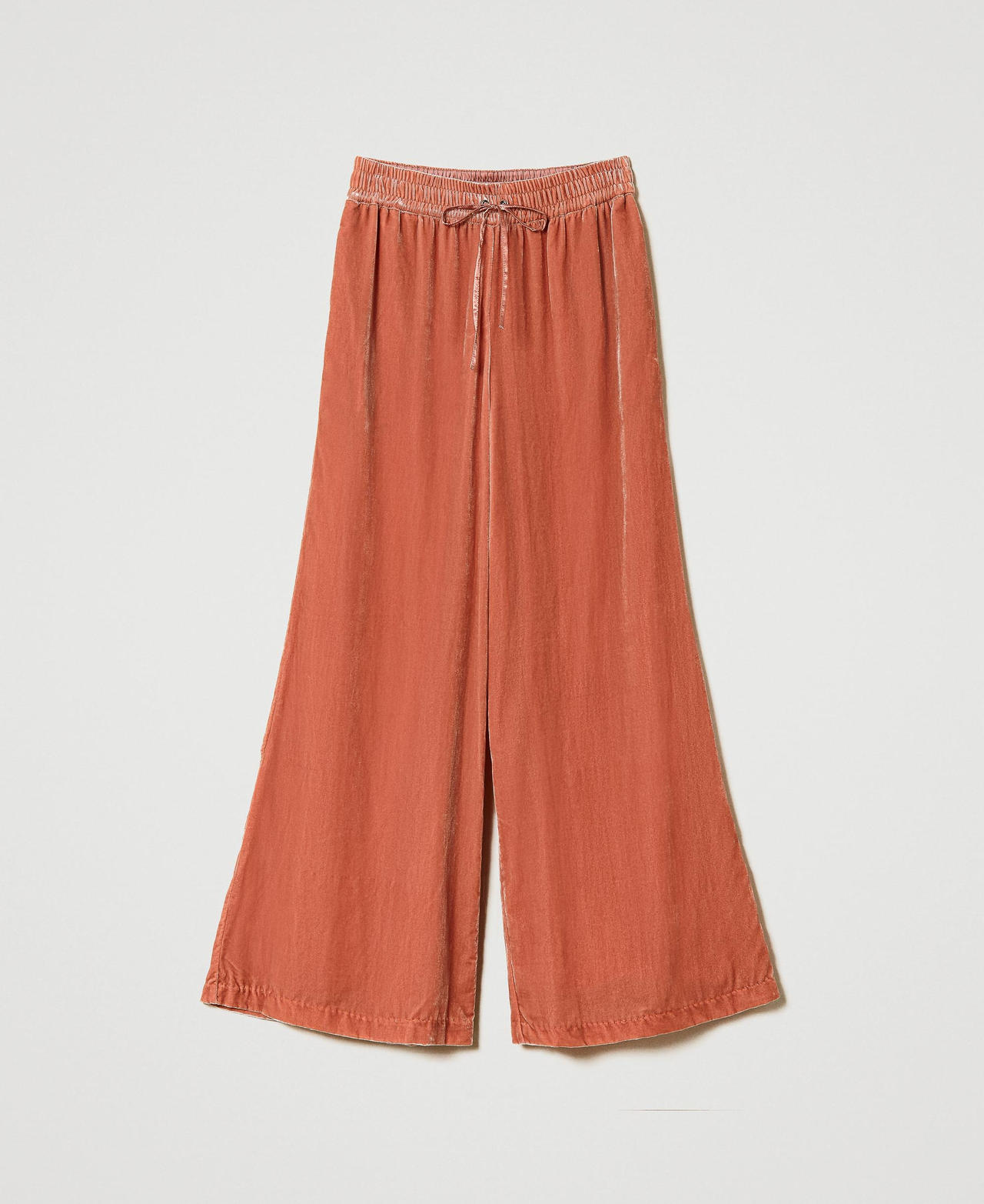 Crushed velvet palazzo trousers