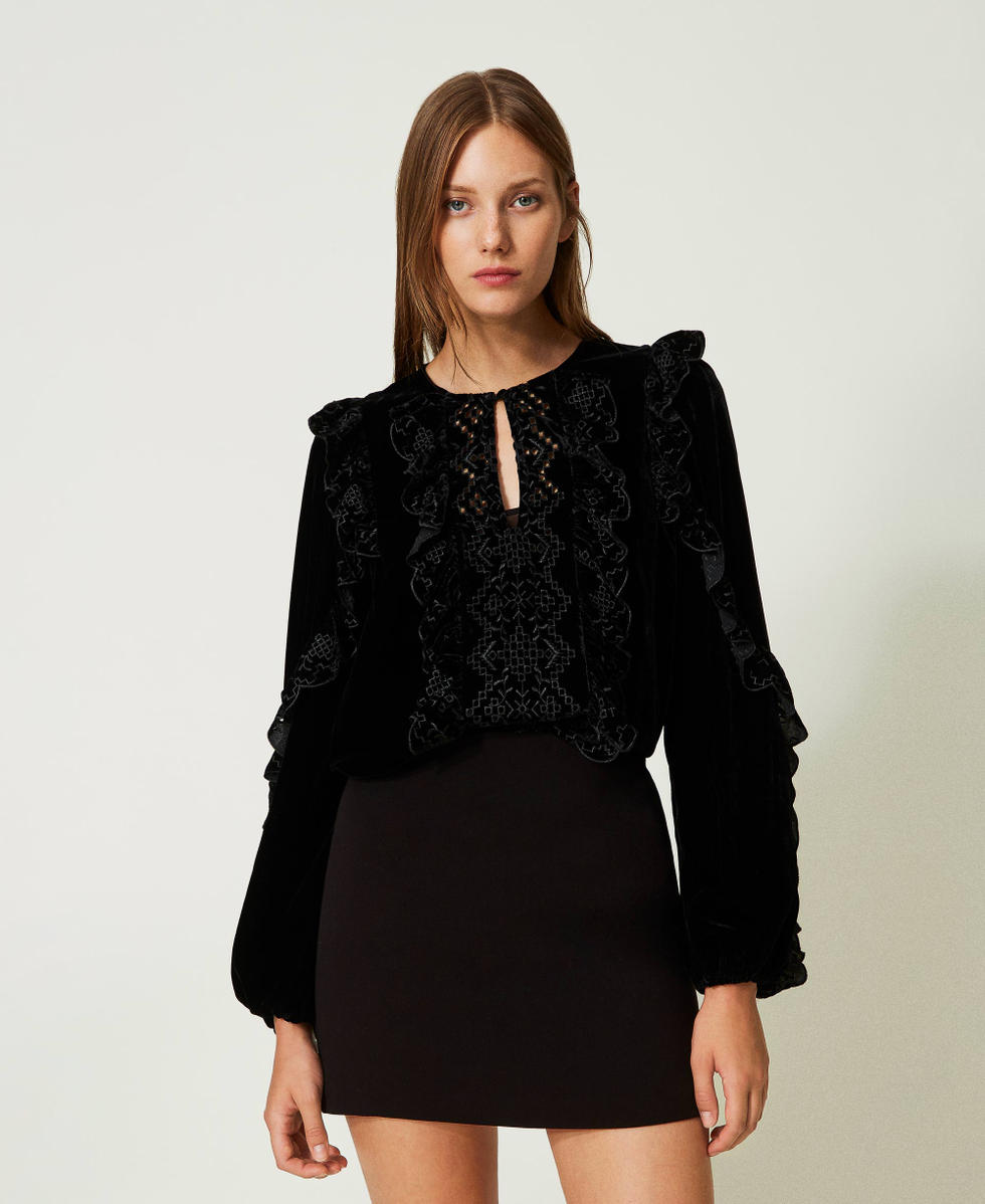 Maglia in velluto nero top