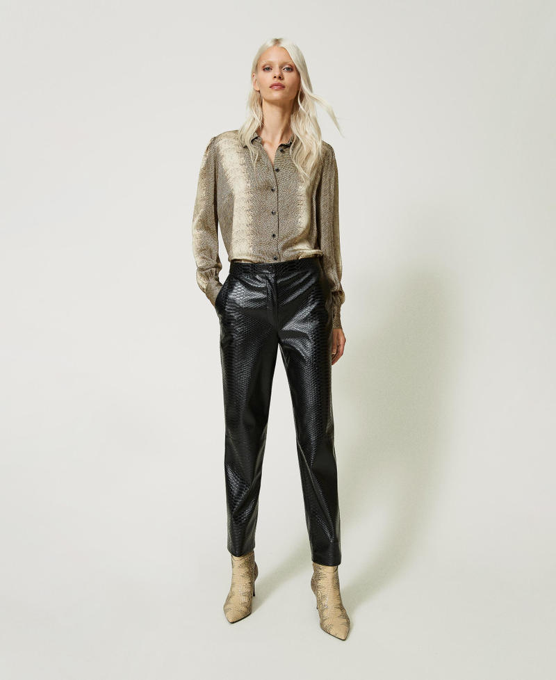 Pantalon cigarette avec texture animalière