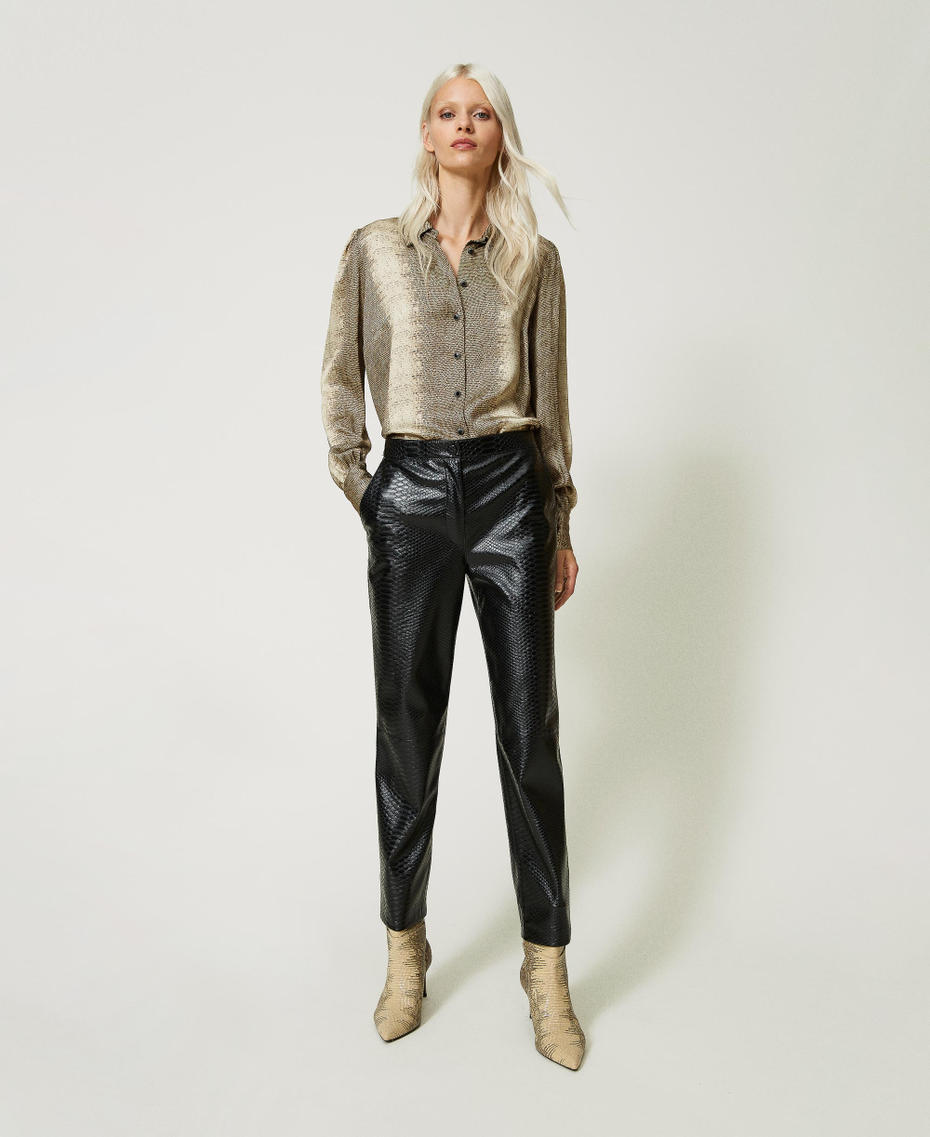 Pantalon cigarette avec texture animalière