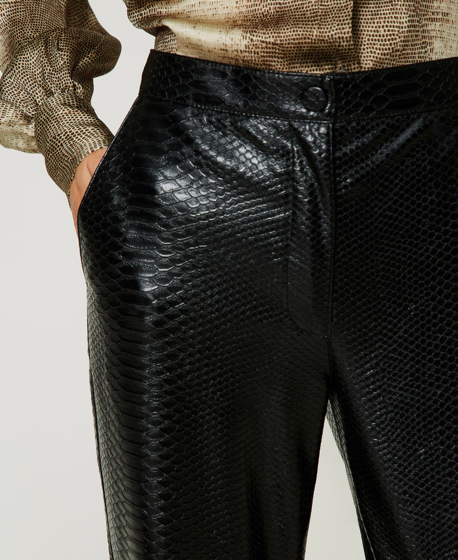Pantalon cigarette avec texture animalière Noir Femme 232TT2231-04