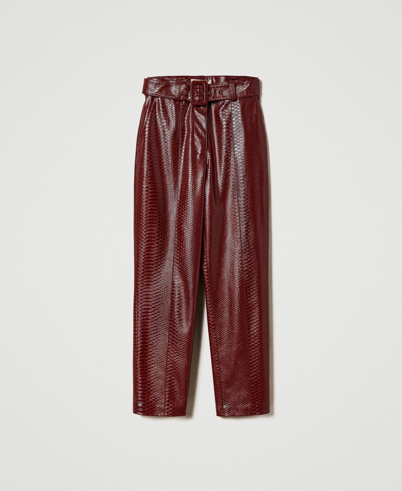 High waist trousers with textured animal print "Cabernet” Red Woman 232TT2232-0S