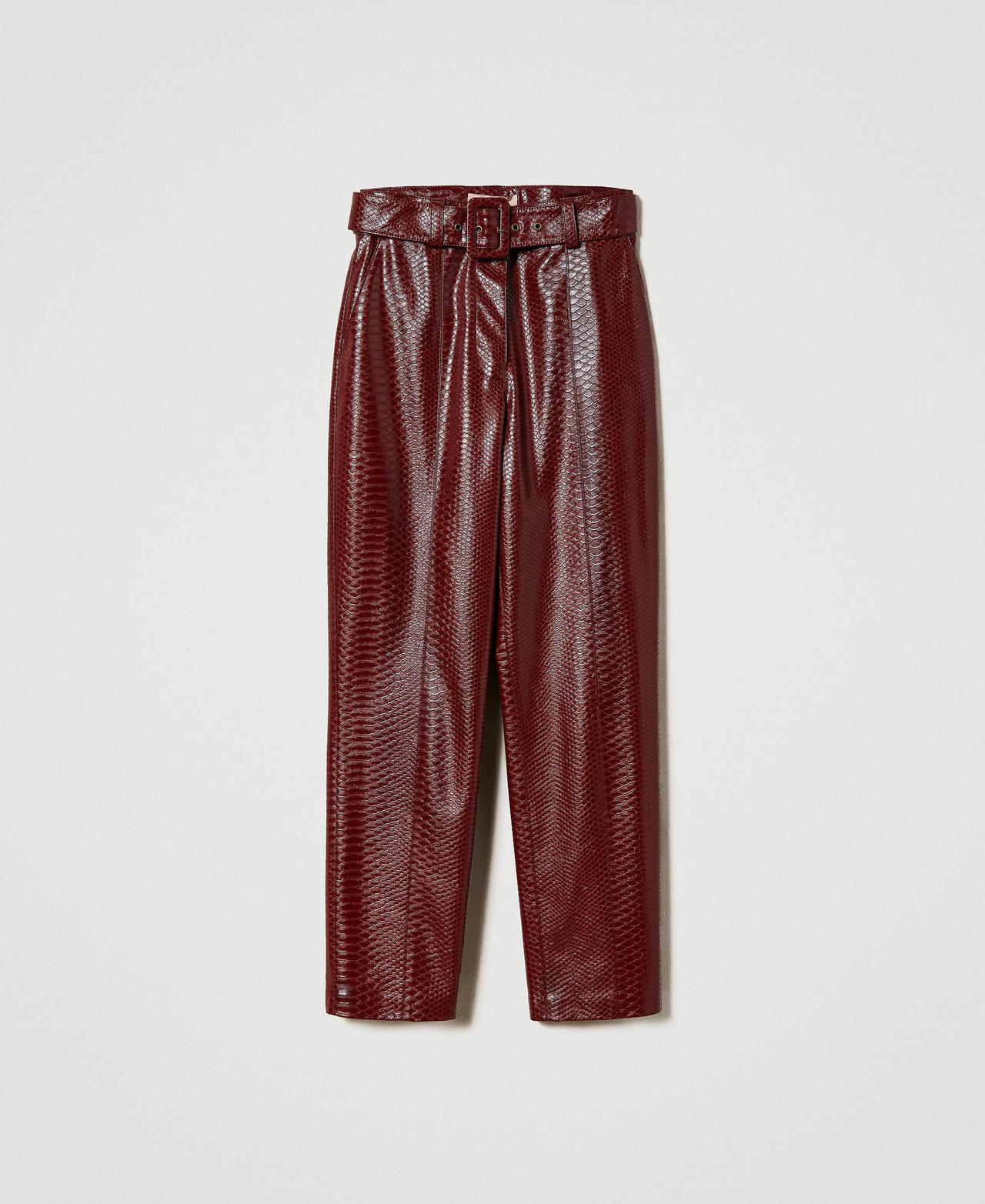 High waist trousers with textured animal print