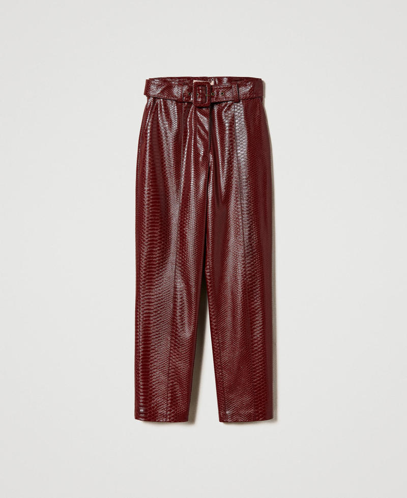 High waist trousers with textured animal print