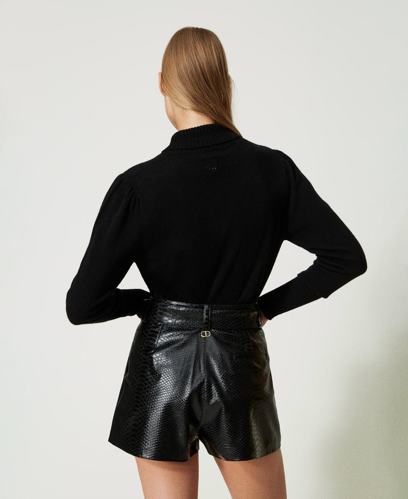 Shorts con texture animalier Nero Donna 232TT2233_00006_03