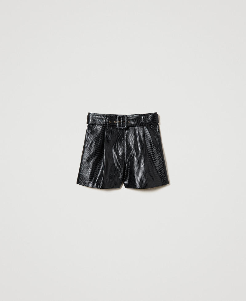 Shorts con texturas animal print Negro Mujer 232TT2233-0S