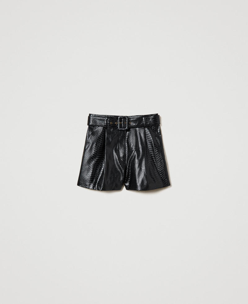 Shorts con texture animalier Nero Donna 232TT2233_00006_S0