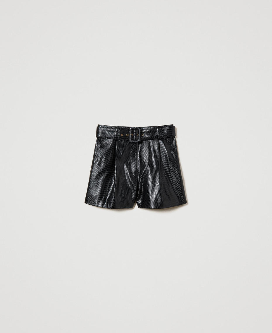 Shorts con texture animalier Nero Donna 232TT2233_00006_S0