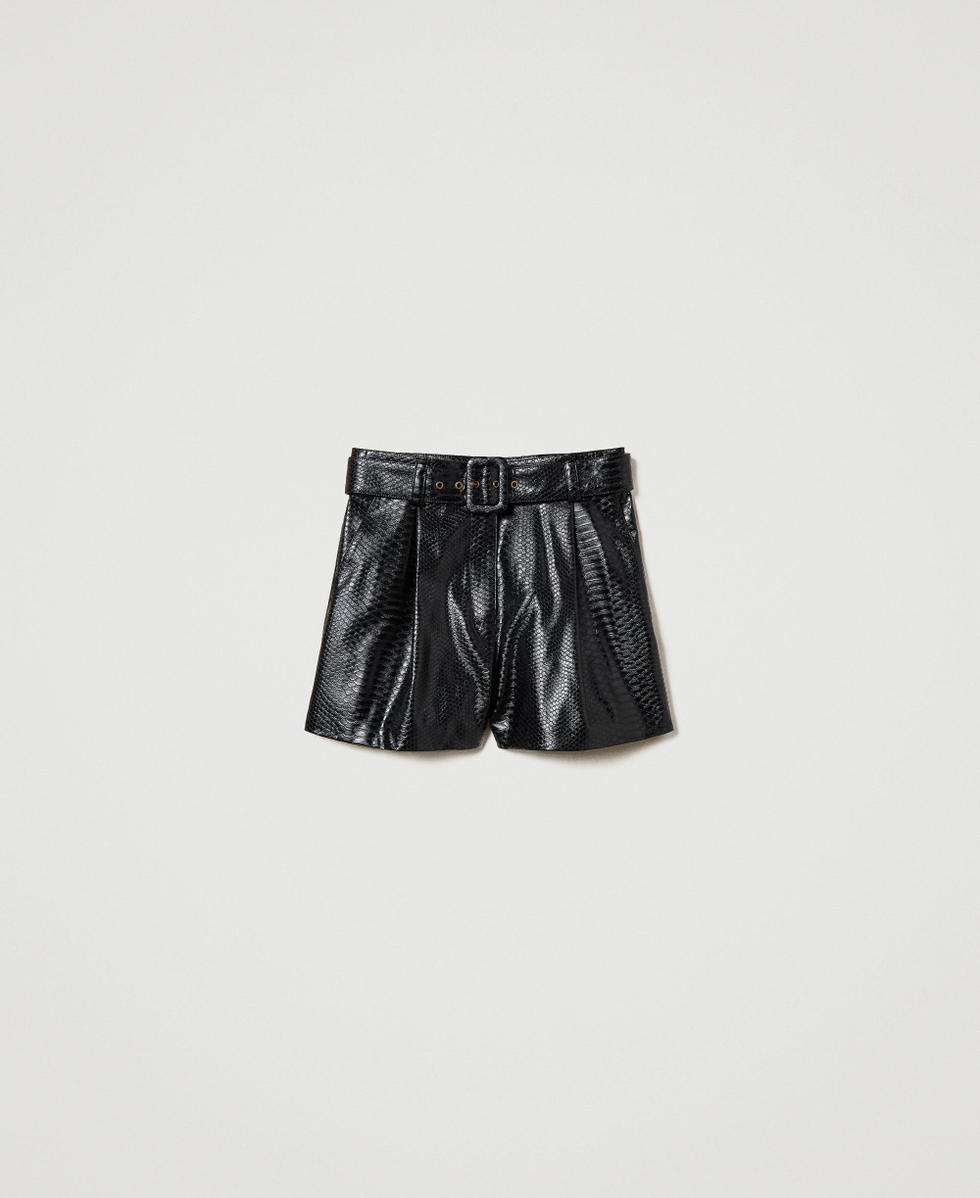 Shorts mit Animaltextur Schwarz Frau 232TT2233_00006_S0