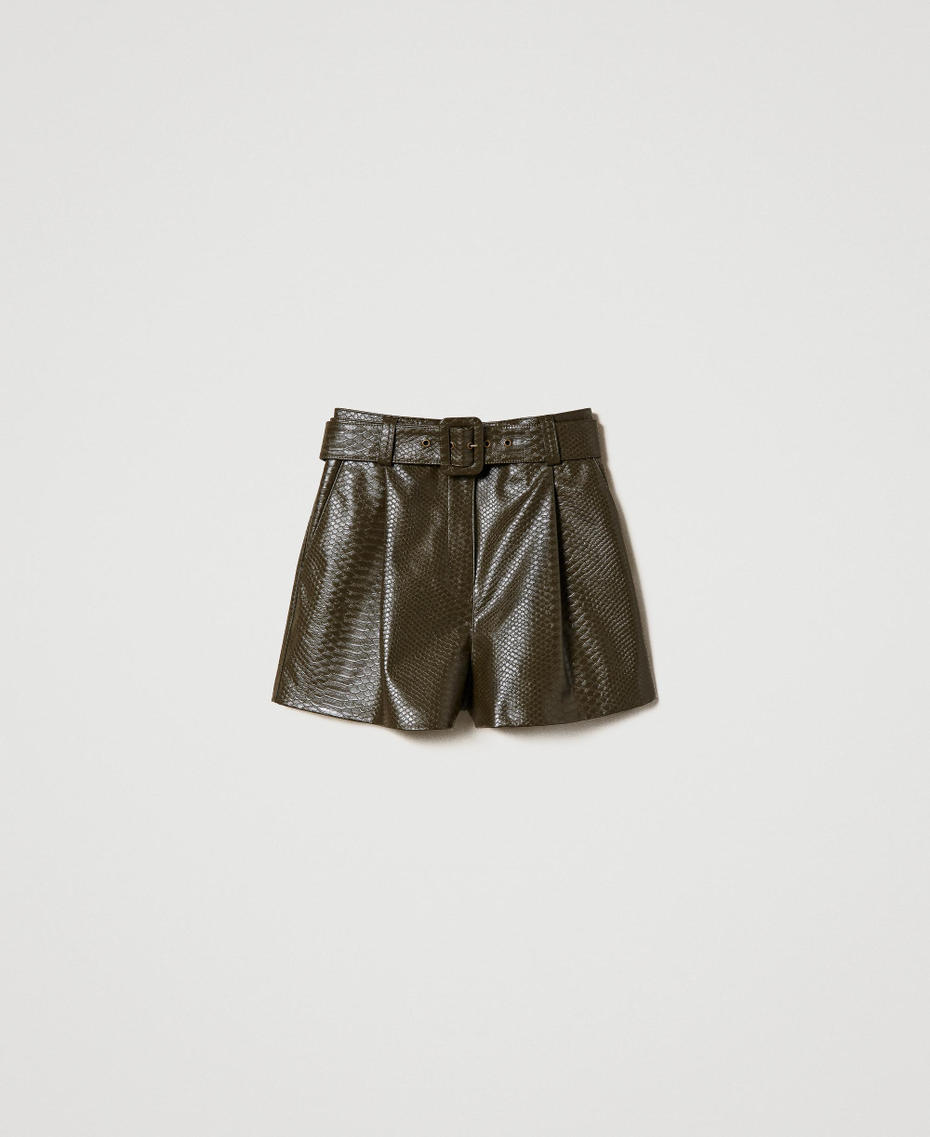 Shorts with textured animal print