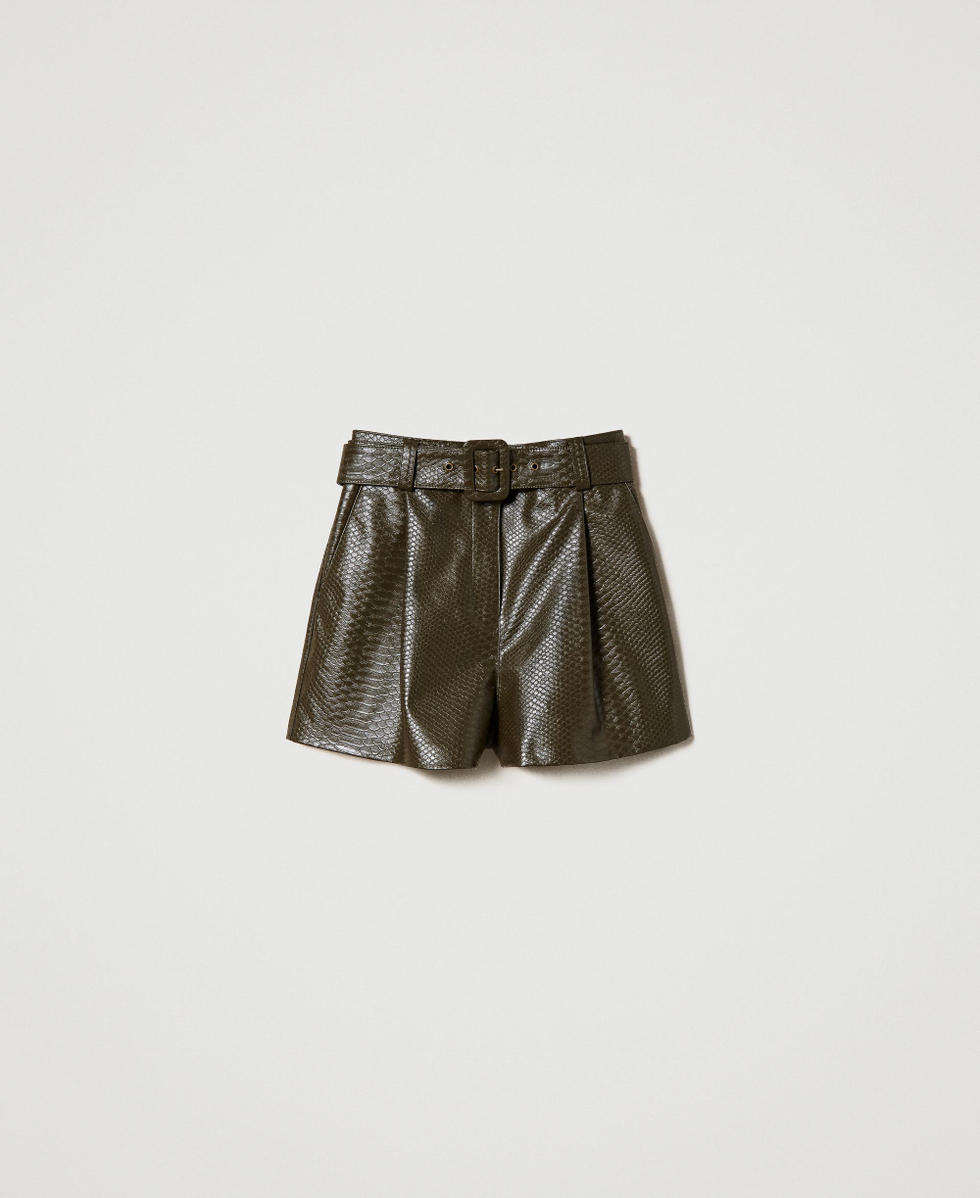 Shorts with textured animal print