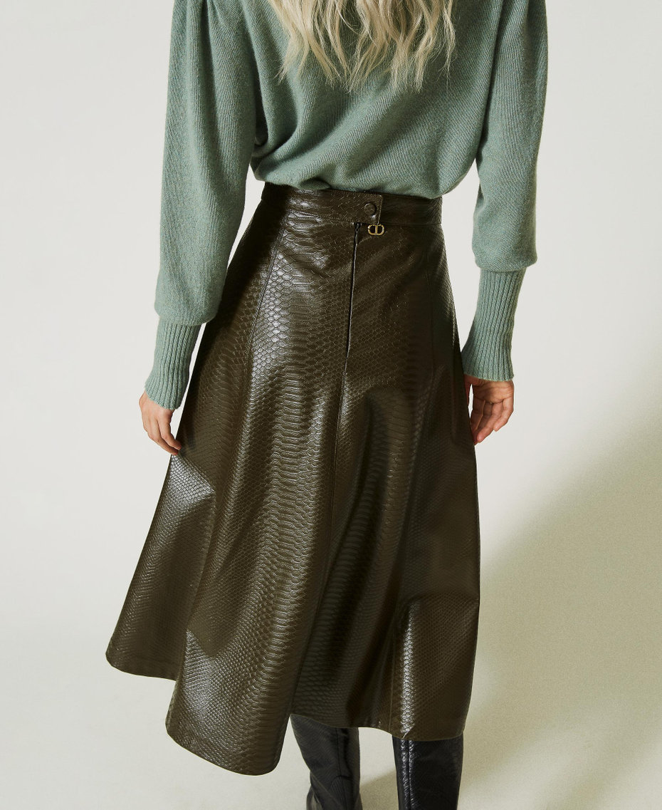 Midi skirt with textured animal print