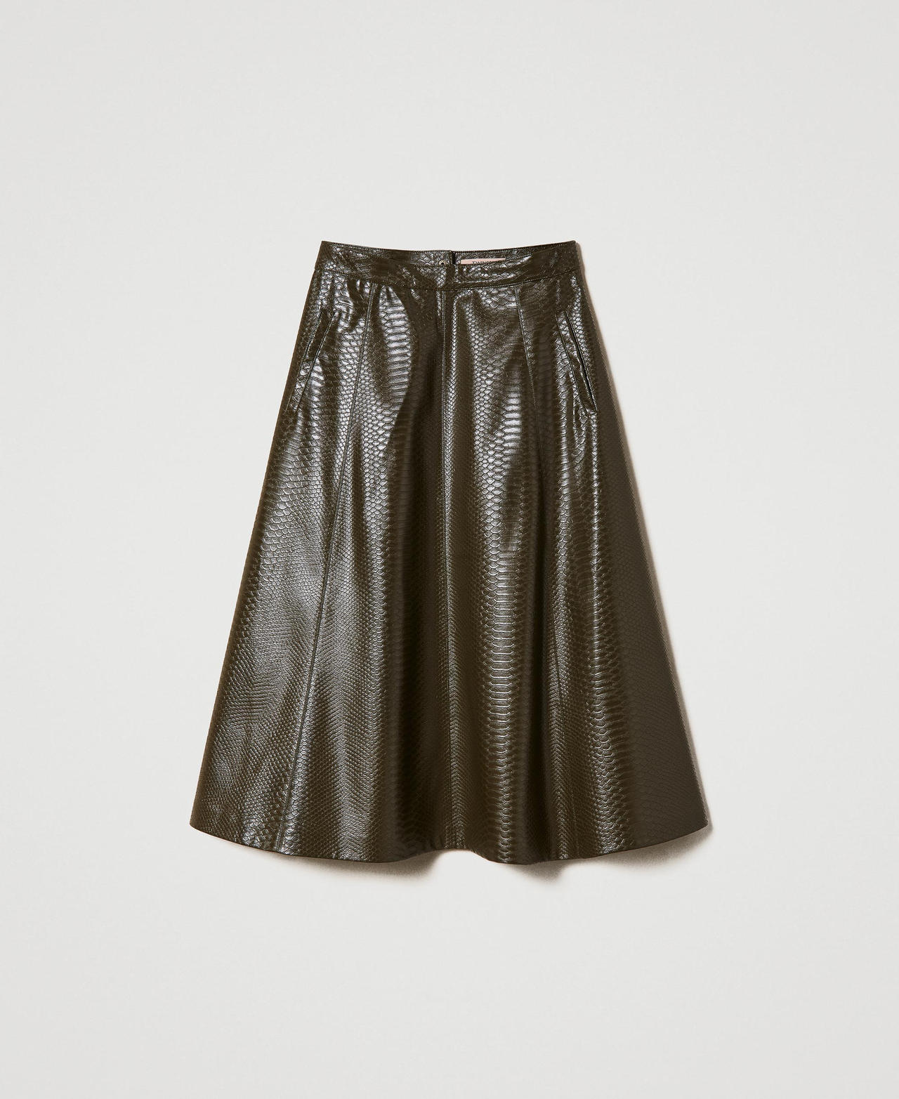 Midi skirt with textured animal print