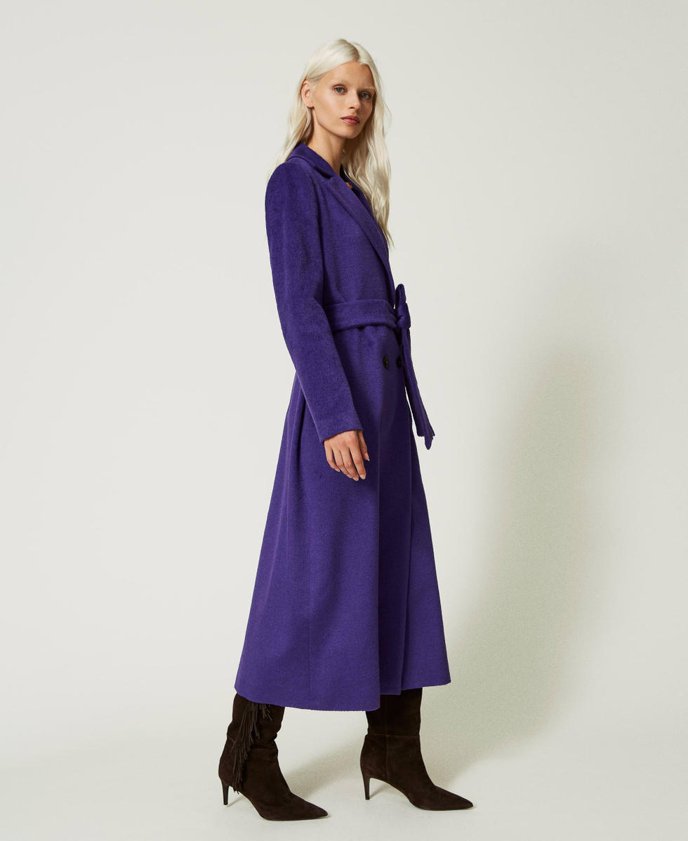 Long wool blend coat Woman Purple TWINSET Milano