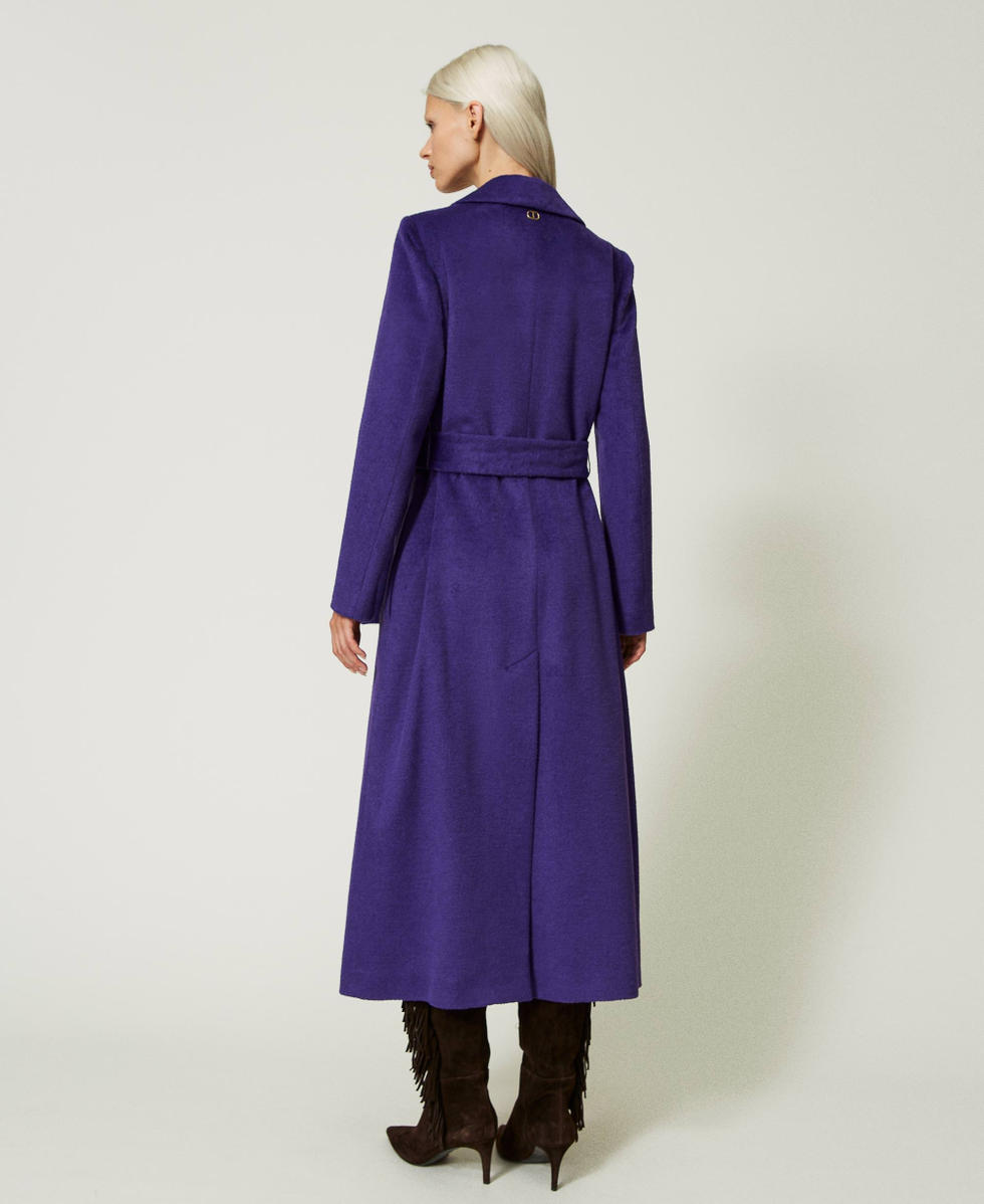 Long wool blend coat Dark Lavender Woman 232TT2260_11149_03