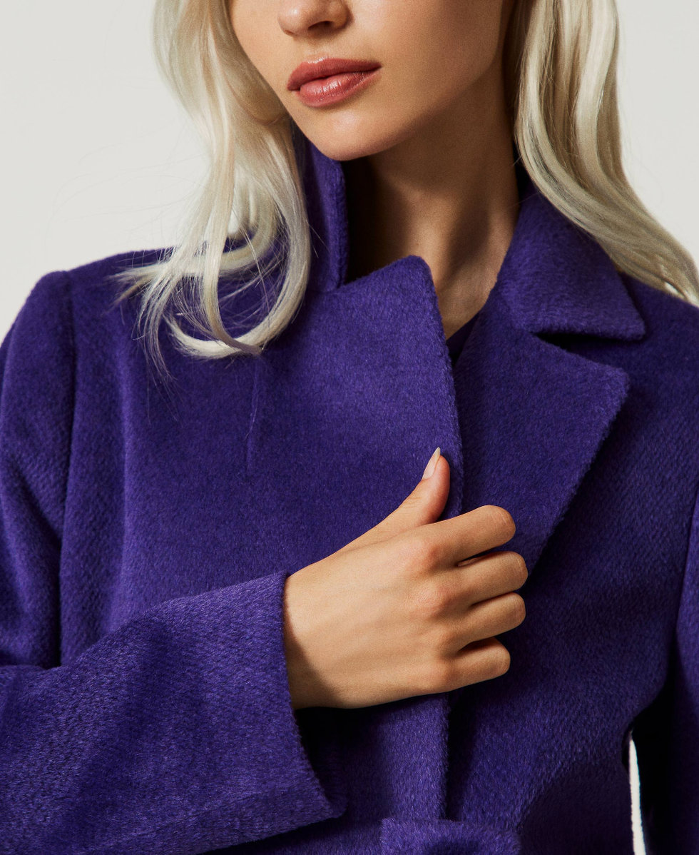 Long wool blend coat Dark Lavender Woman 232TT2260_11149_04