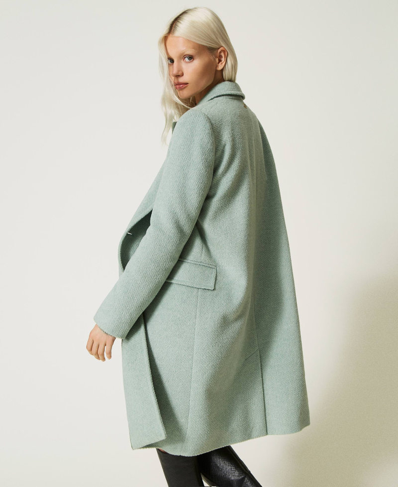 Manteau mi-long en drap de laine mélangée Vert « Natural Sage » Femme 232TT2262-05