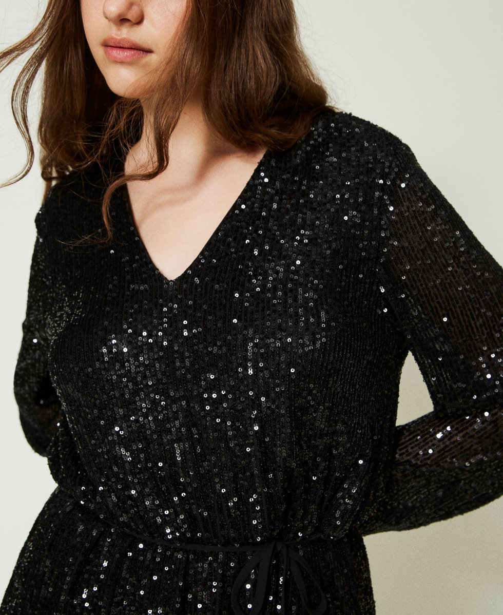 Long full sequin tulle dress