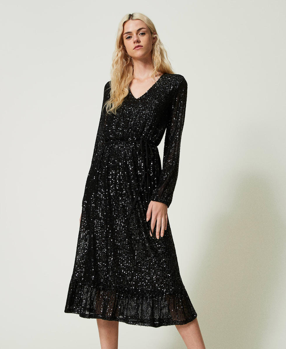 Long full sequin tulle dress