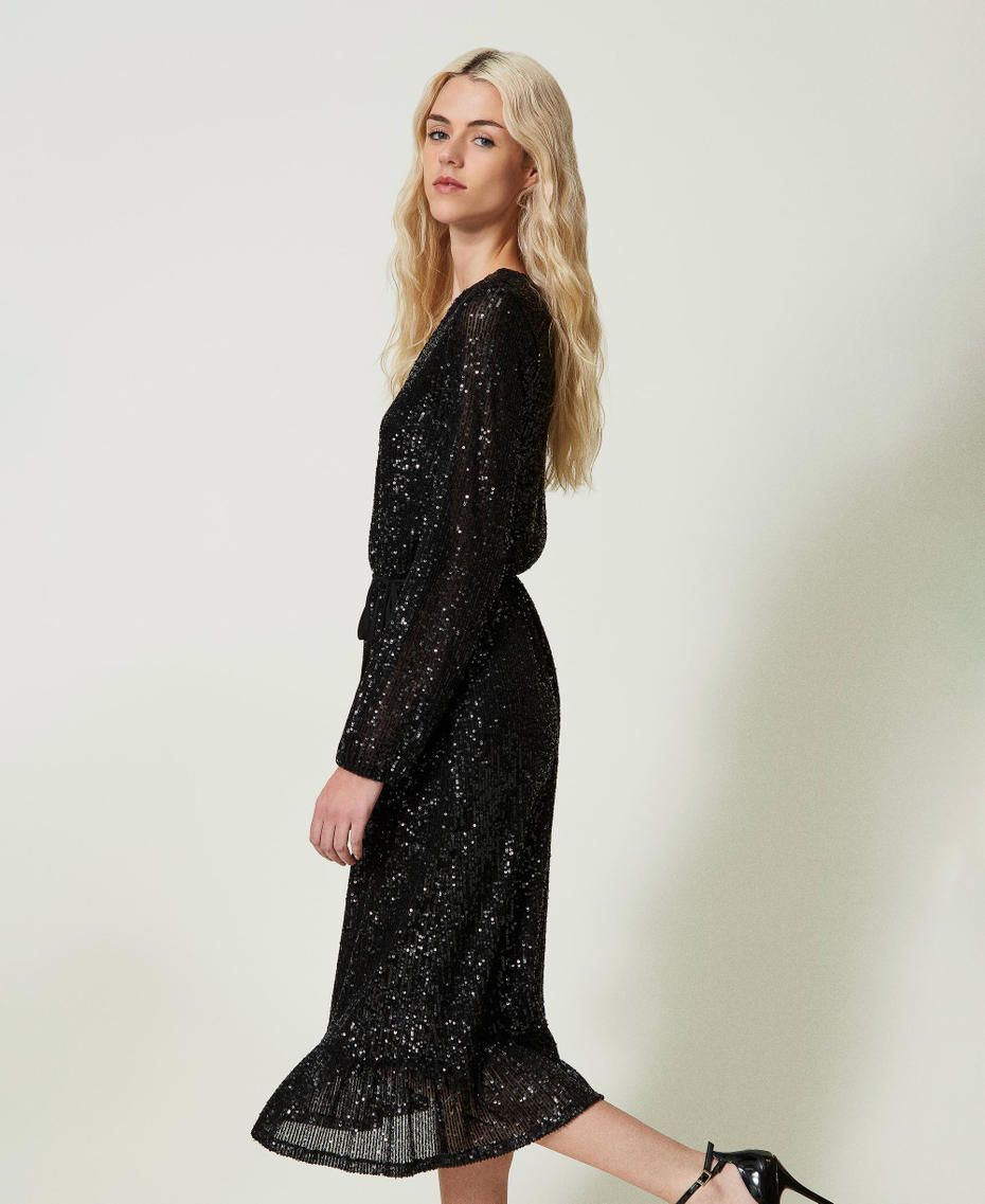 Long full sequin tulle dress