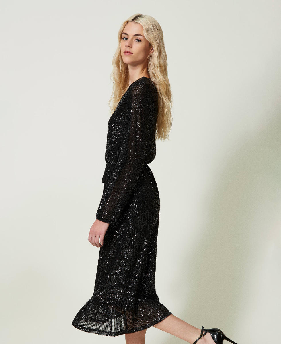 Long full sequin tulle dress