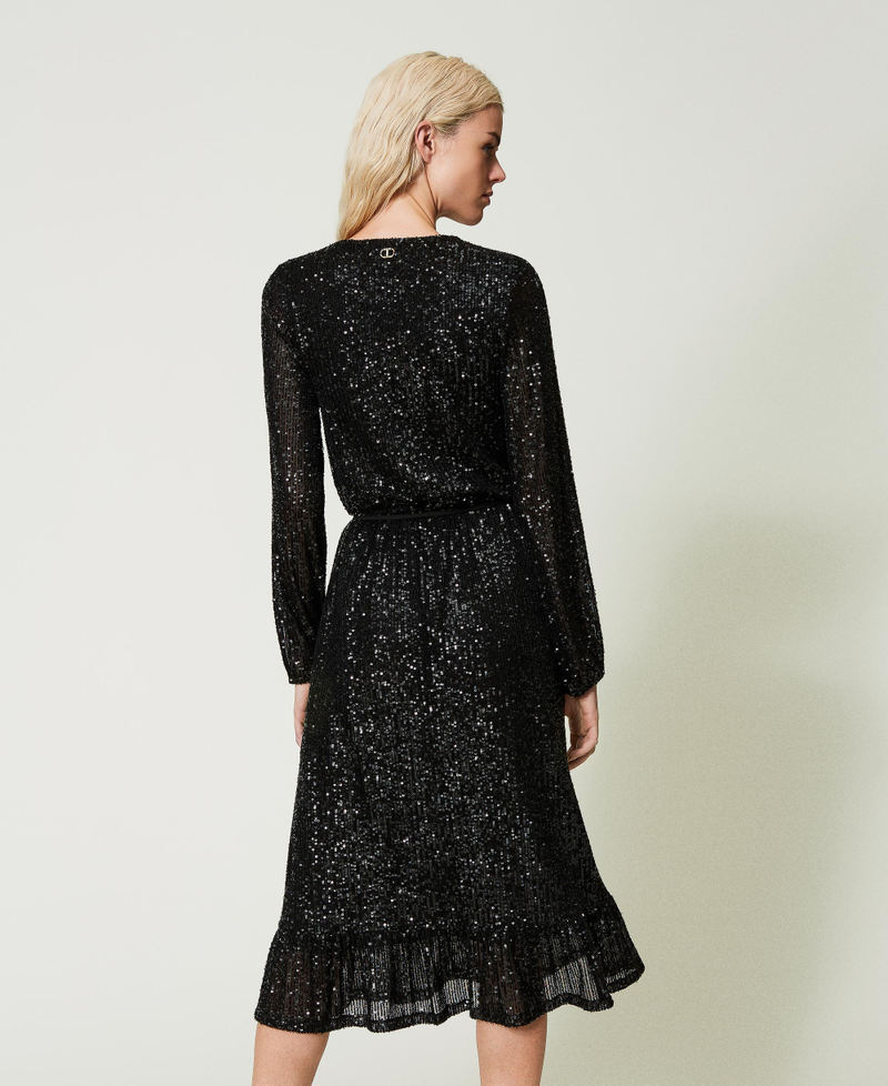 Длинное платье из тюля, полностью расшитое пайетками Черный женщина 232TT2280-07