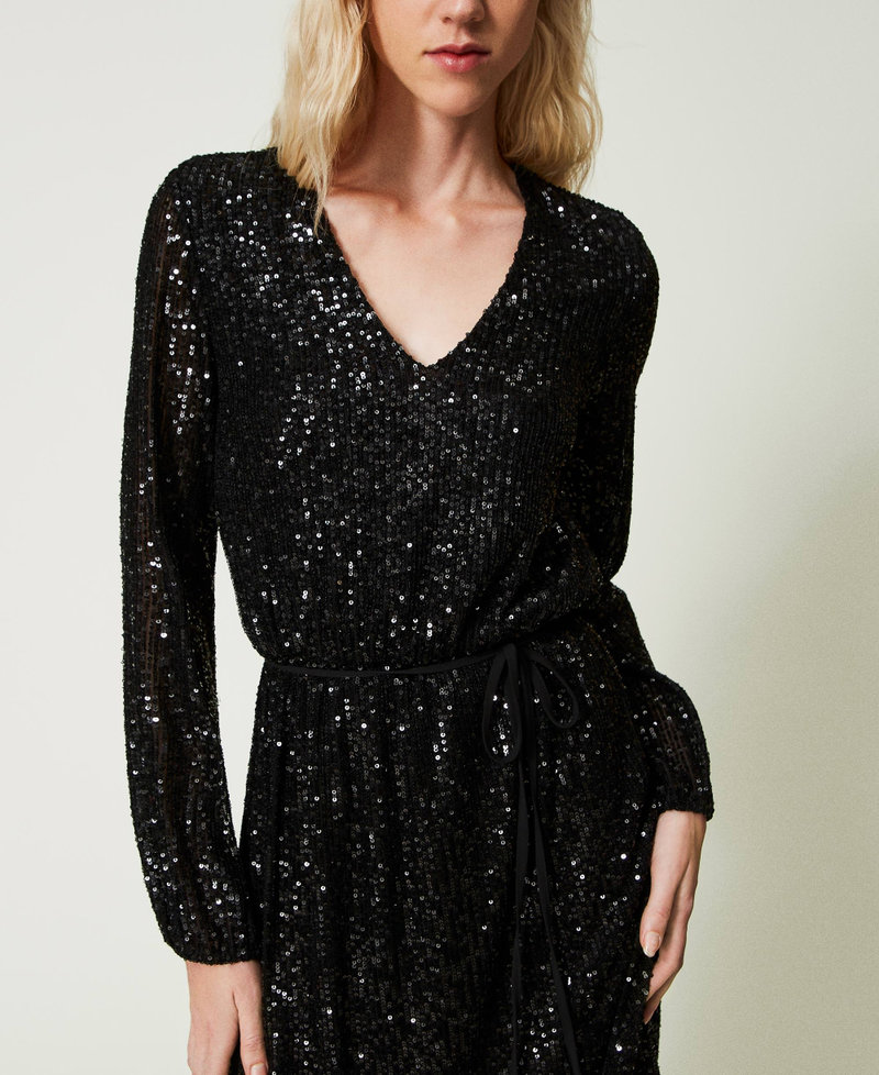 Long full sequin tulle dress