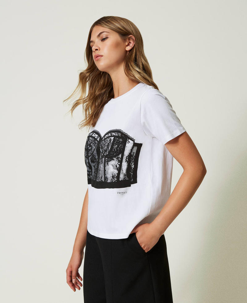 T-shirt regular avec imprimé bustier Blanc Femme 232TT2290-02