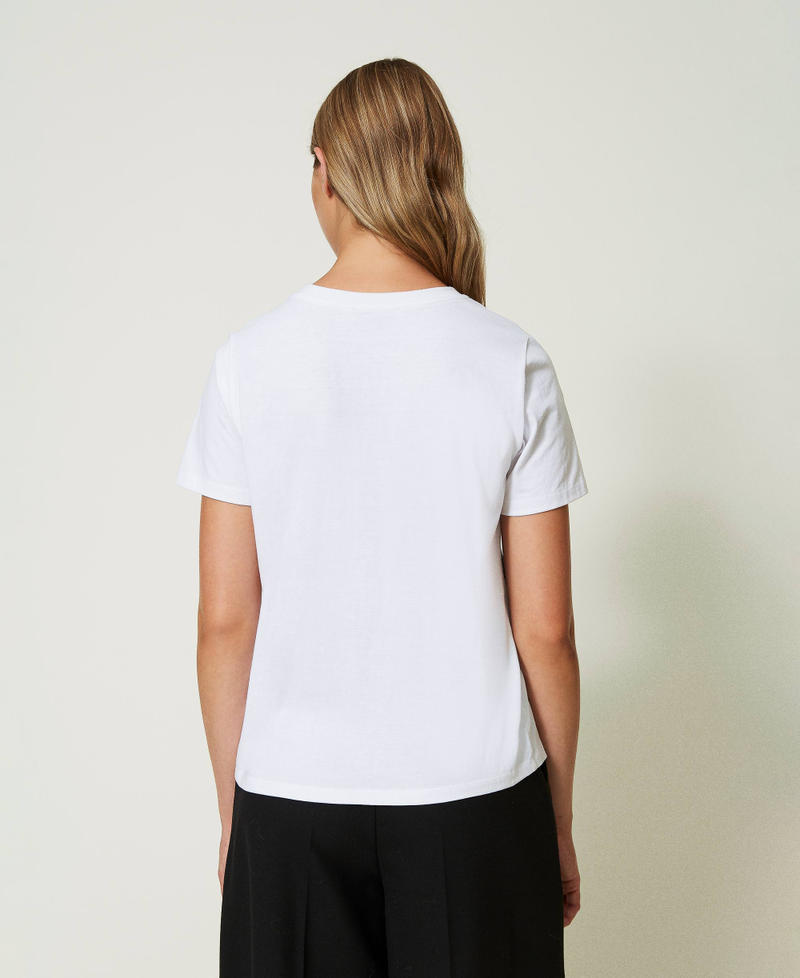T-Shirt im Regular-Fit mit Bustierprint Weiß Frau 232TT2290-03
