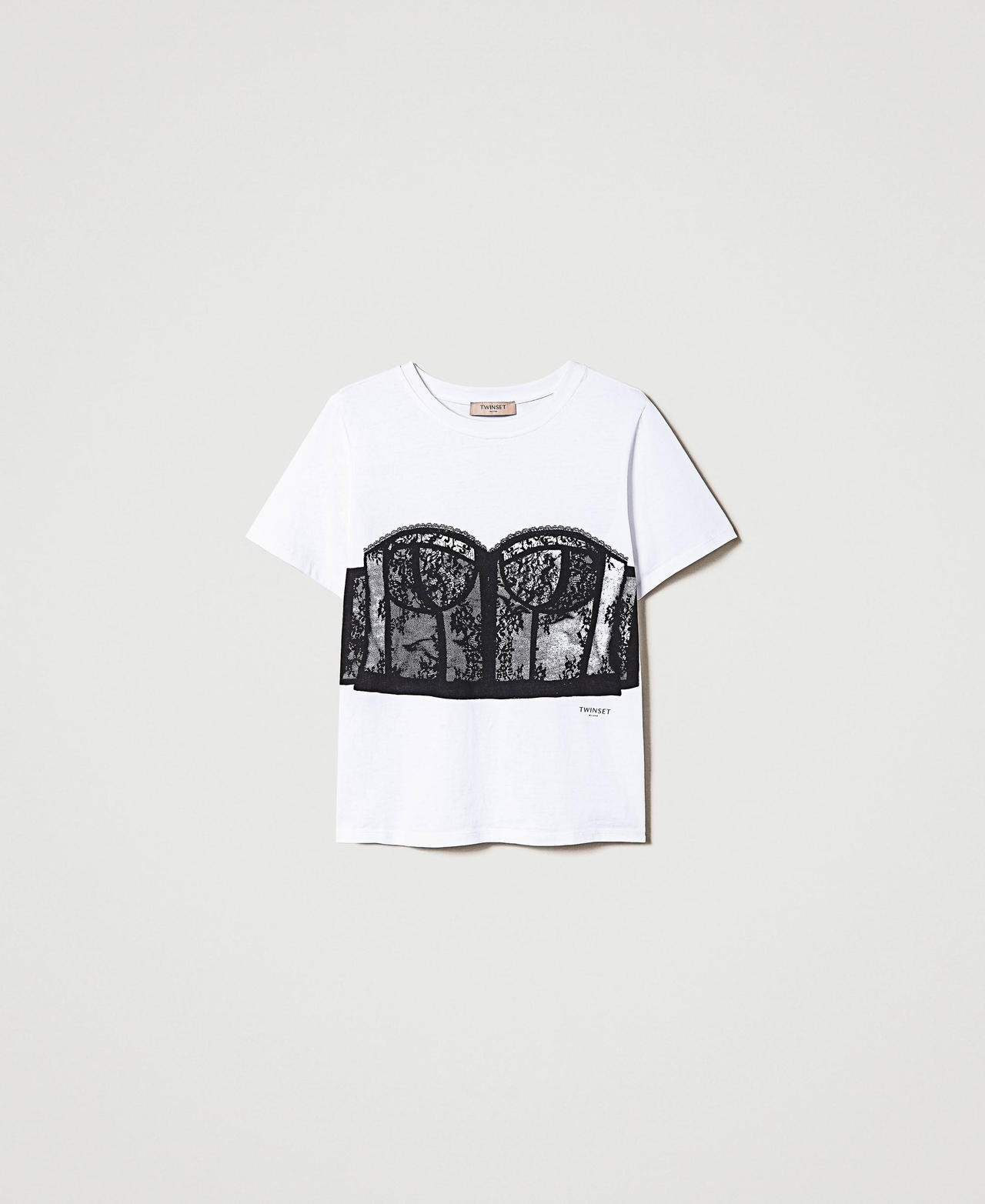 T-shirt regular avec imprimé bustier Blanc Femme 232TT2290-0S