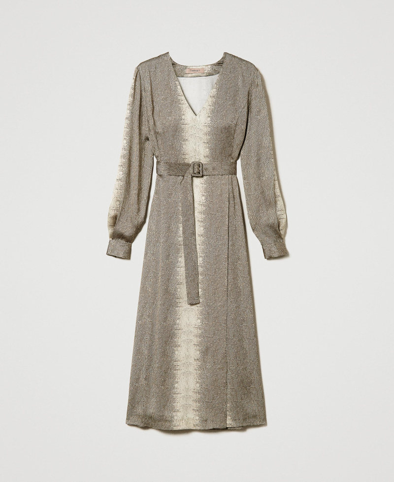 Длинное атласное платье с принтом под ящерицу Принт Ящерица женщина 232TT2310-0S