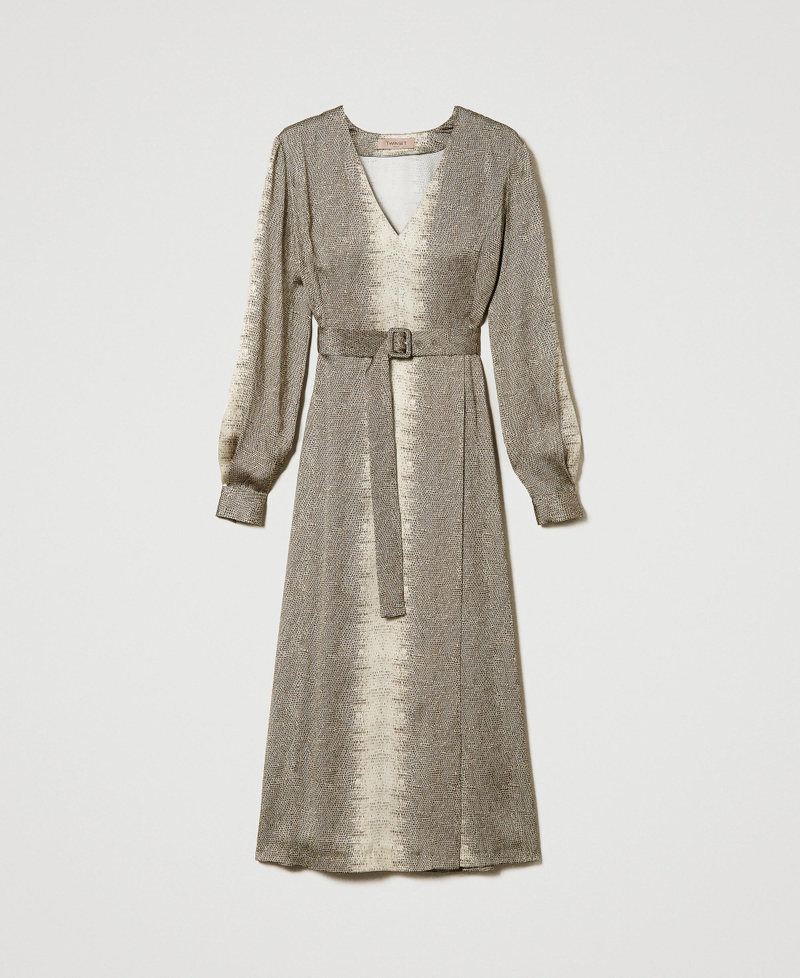Long satin dress with lizard print