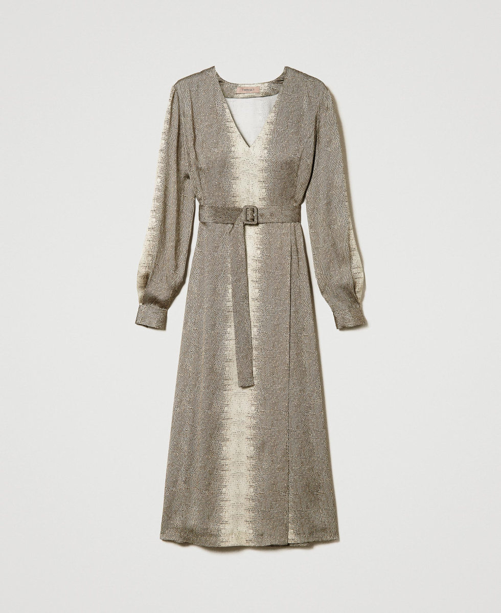 knee length dresses for ladies Shooting Star Metallic Wrap Dress Silver Blue / S main image 0