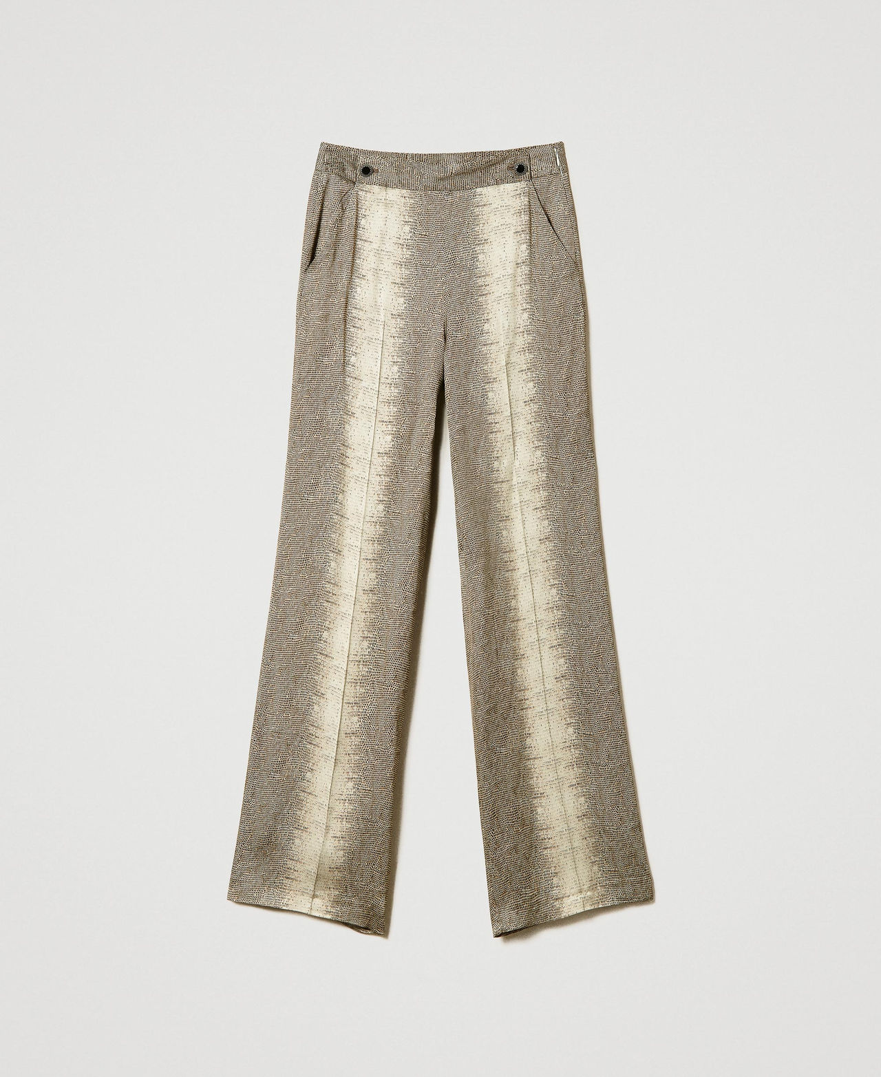 Wide leg satin trousers with lizard print