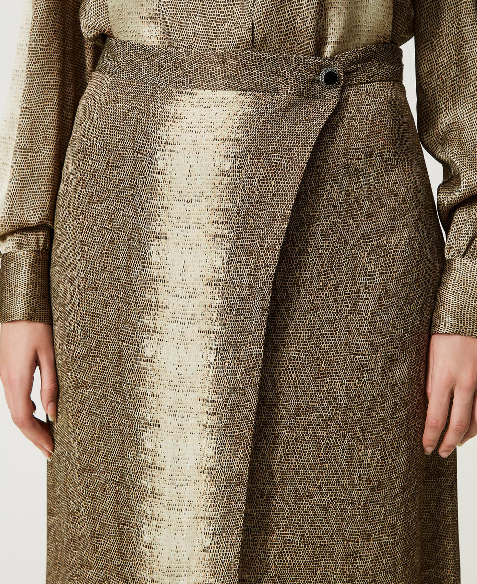 Midi satin skirt with lizard print Lizard Print Woman 232TT2314_11075_04