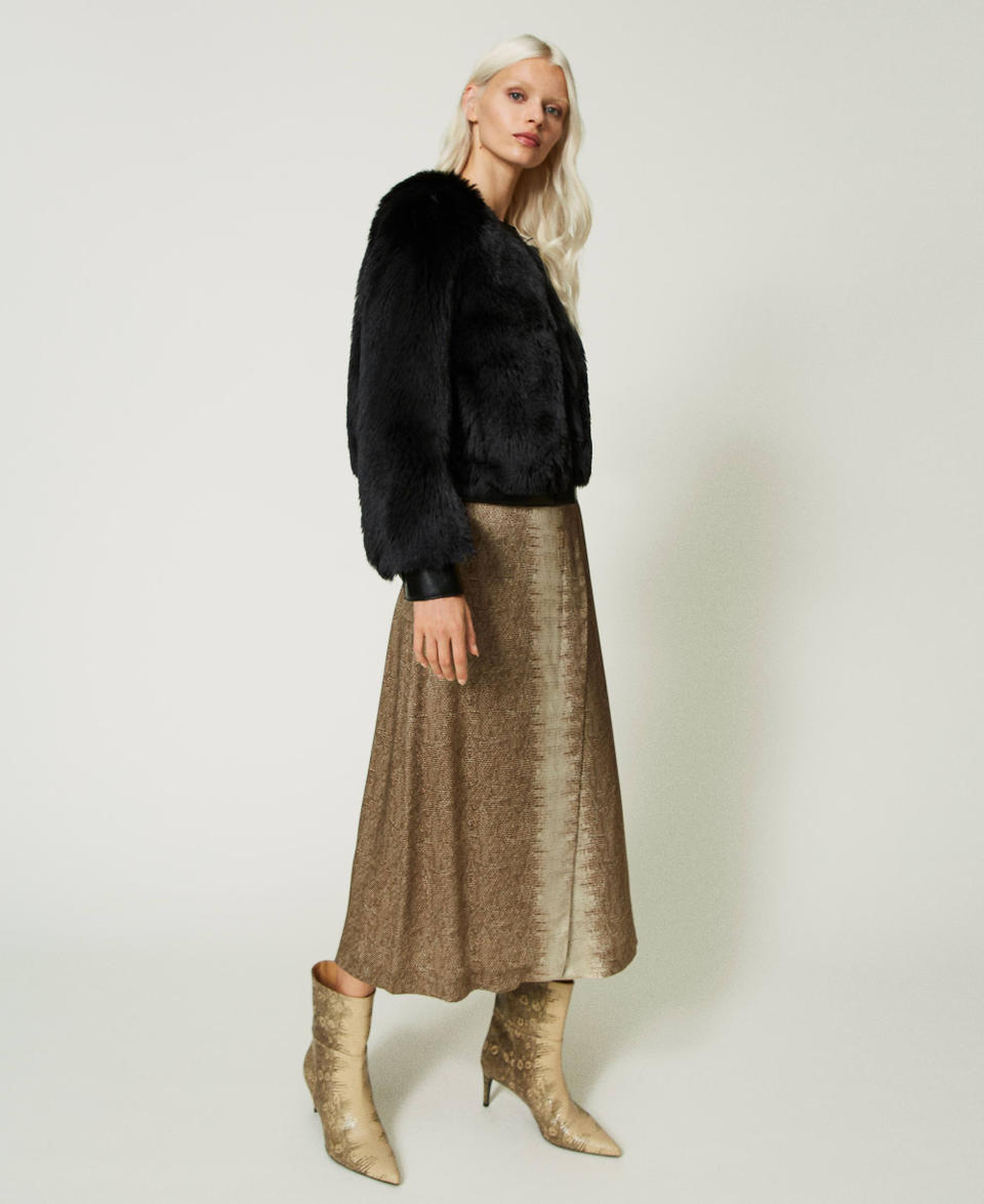 Midi satin skirt with lizard print Lizard Print Woman 232TT2314_11075_06