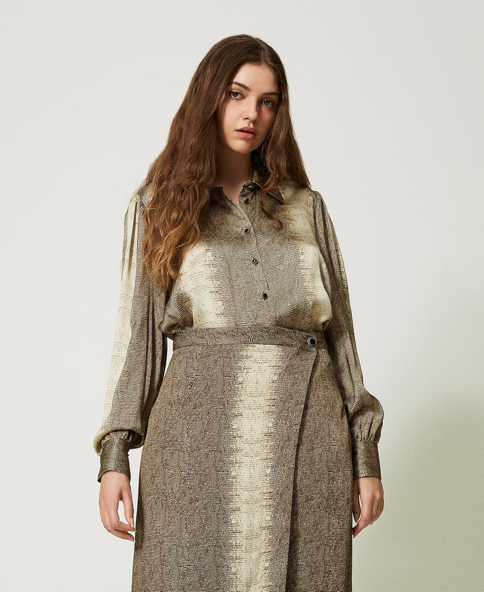 Satin shirt with lizard print Lizard Print Woman 232TT2315_11075_01