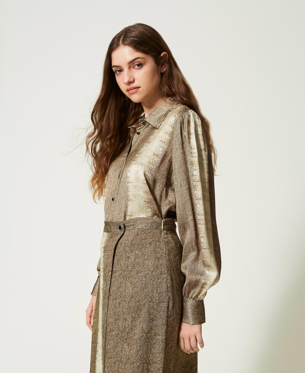 Satin shirt with lizard print Lizard Print Woman 232TT2315_11075_02