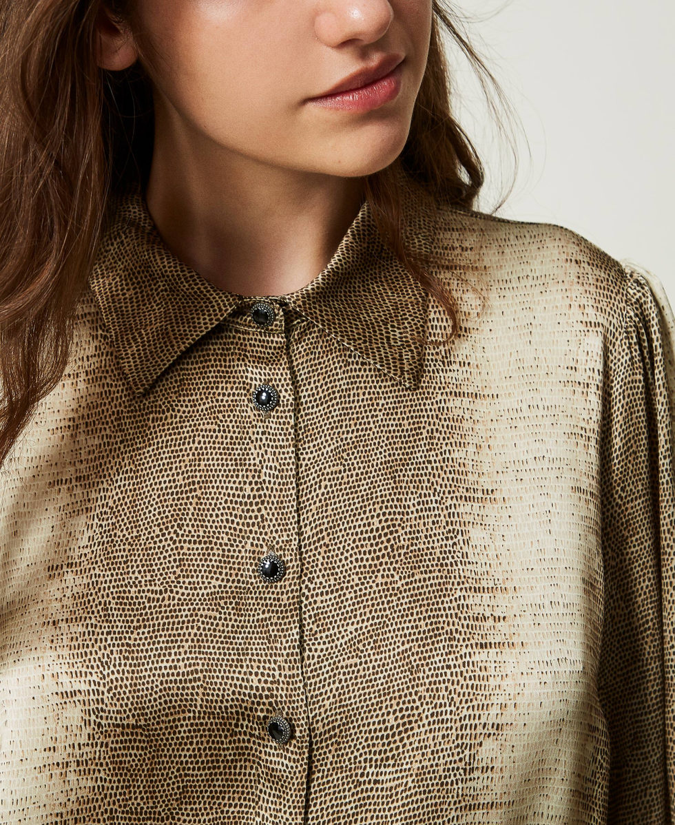 Satin shirt with lizard print Lizard Print Woman 232TT2315_11075_04