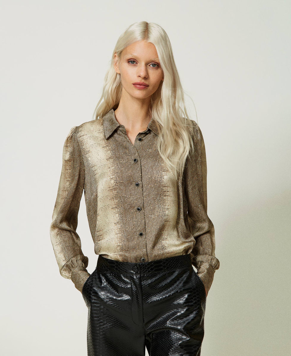 Satin shirt with lizard print Lizard Print Woman 232TT2315_11075_05
