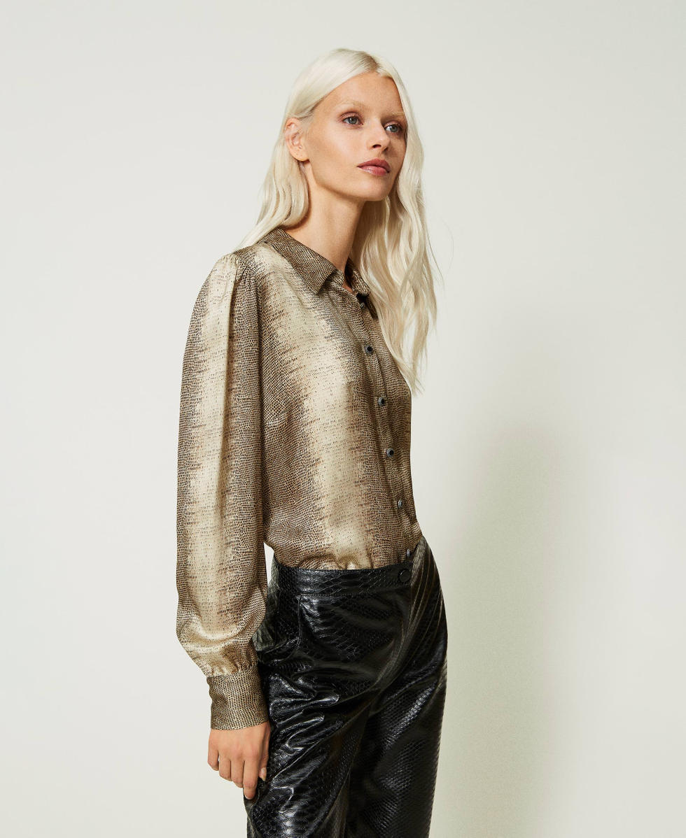 Satin shirt with lizard print Lizard Print Woman 232TT2315_11075_06