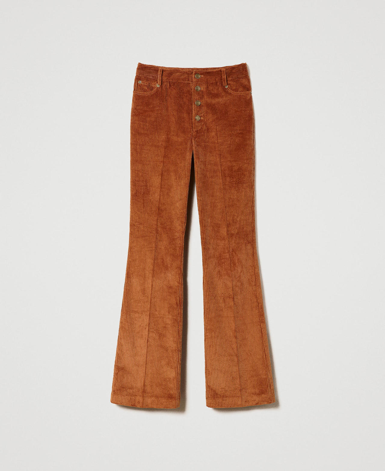 Flared corduroy trousers "Bubinga Wood” Brown Woman 232TT2361-0S